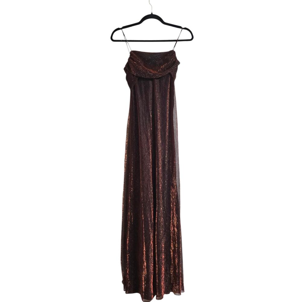 80s Vintage Betsy & Adam Metallic Formal Elegant Dress XS